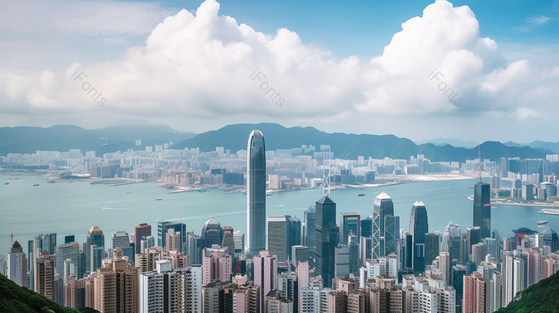 蓝色天空下城市建筑高楼林立摩天大楼俯视摄影图,高清,摄影图,摄影图片,图片大全,摄影图免费下载